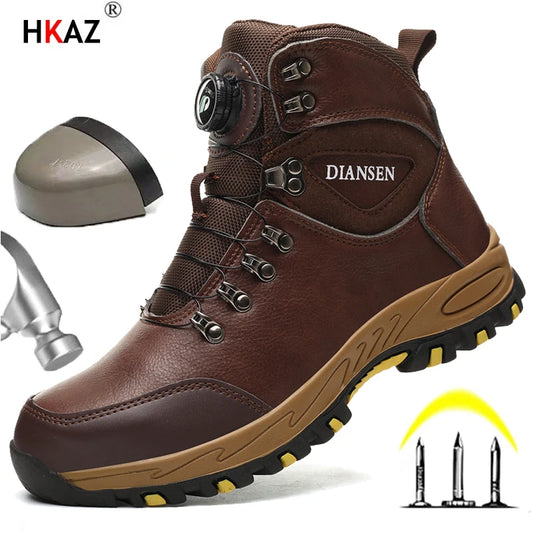 Rotating Button Safety Shoes Men Work Sneakers Indestructible Shoes Puncture-Proof Protective Shoes Work Boots Tactical Boots