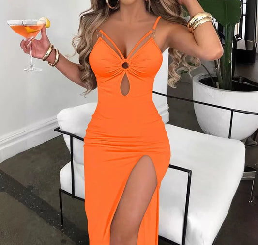 Bodycon Dress Women Streetwear Hollow Out High Slit Dresses Fashion Versatile Sleeveless Short Skirt for Female Summer 2024 New