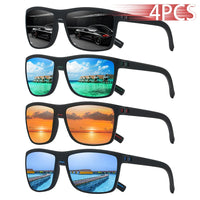 4 PCS Fashion Vintage Check Pattern Sunglasses Men Women Fishing Driving Man Luxury Brand Designer Sun Glasses UV400 Eyewear