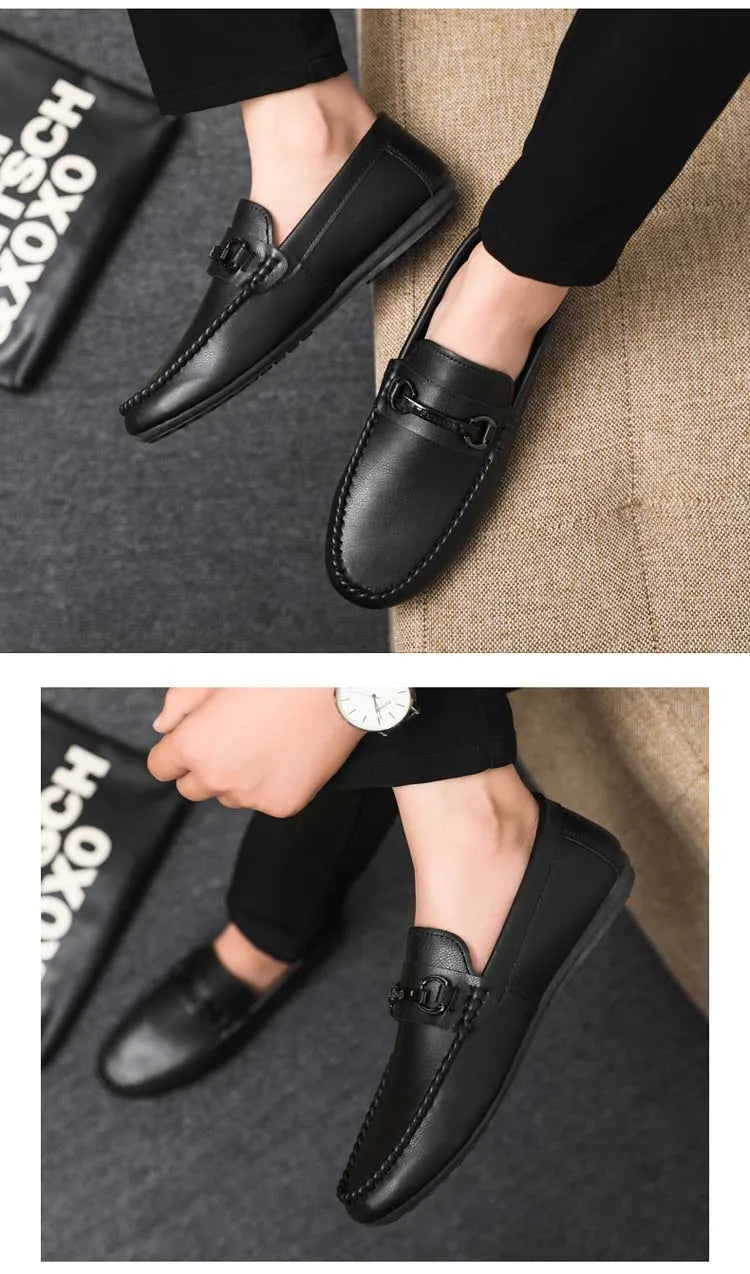 Breathable men's casual shoes in spring and summer leisure trend retro horse-bit buckle bean shoes fashion set foot pedal.
