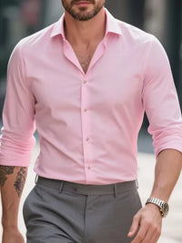 Formal men's shirt without ironing, business casual, slim and slim black shirt, solid color, fashionable and high-quality