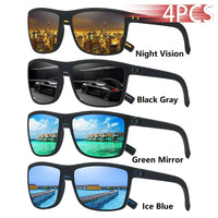 4 PCS Fashion Vintage Check Pattern Sunglasses Men Women Fishing Driving Man Luxury Brand Designer Sun Glasses UV400 Eyewear