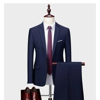 Suits Men Two Piece Sets Pant Set Blazer Turn Down Collar Full Sleeve Slim Fit Tight Waist Coat Long Pants Wedding Fabric Upgade