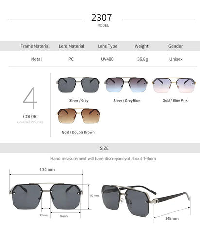 Fashion Half Frame Sunglasses for Men Women Punk Sunglasses Travel Driving UV Resistant Sunglasses Trendy Goggles Shades UV400