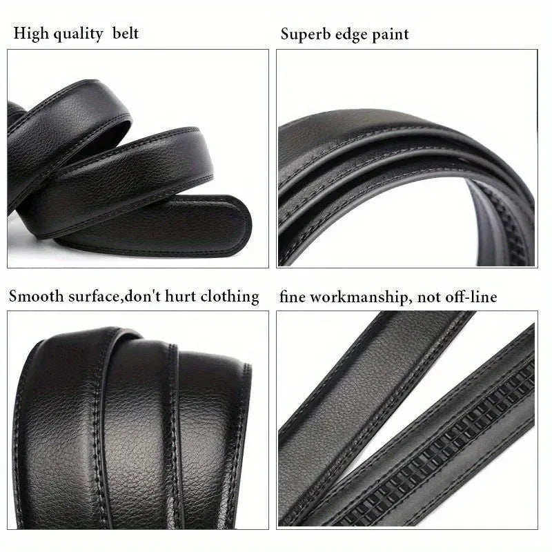 Fashion Automatic Buckle Belt for Men Famous Brand Business Belt Men PU Leather Waist Straps Black Male Jeans Belts for Men