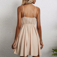 New Women's Strappy Bowknot Suspender Dress Fashion Slim Fit Cotton Linen Sling Dress Summer Solid Color Casual Sundress платье