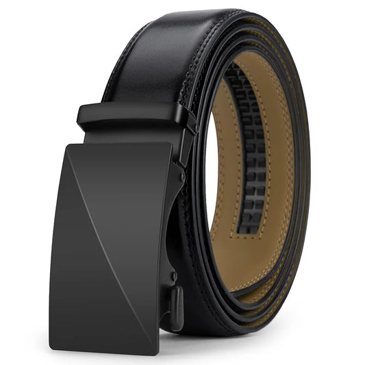 Leather belt men High Quality Genuine Leather Belts, Automatic Buckle Belt, Adjustable No Hole Belt Jeans Belt for Men