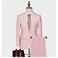 Suits Men Two Piece Sets Pant Set Blazer Turn Down Collar Full Sleeve Slim Fit Tight Waist Coat Long Pants Wedding Fabric Upgade