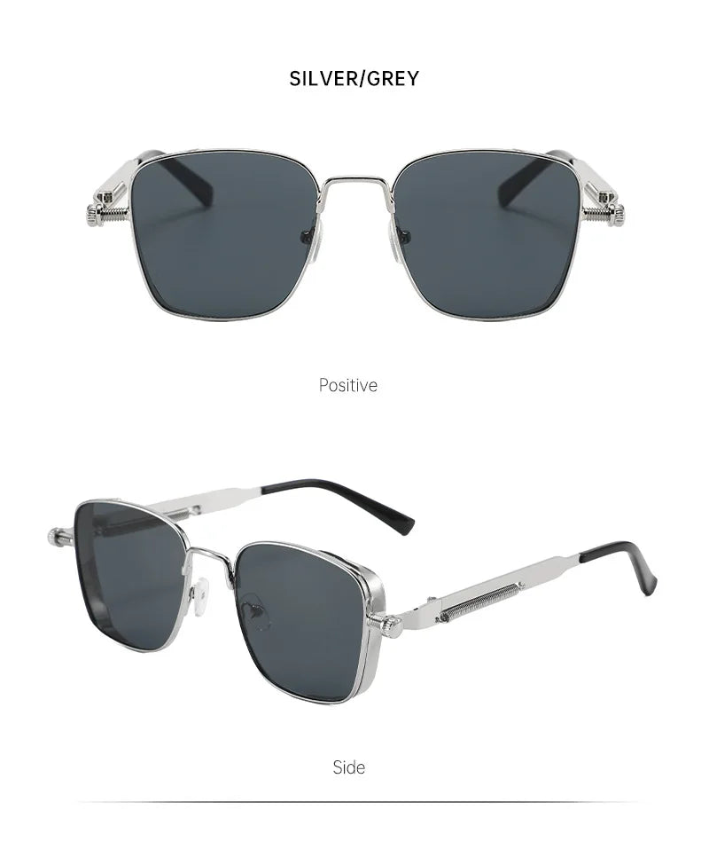 Fashion Half Frame Sunglasses for Men Women Punk Sunglasses Travel Driving UV Resistant Sunglasses Trendy Goggles Shades UV400