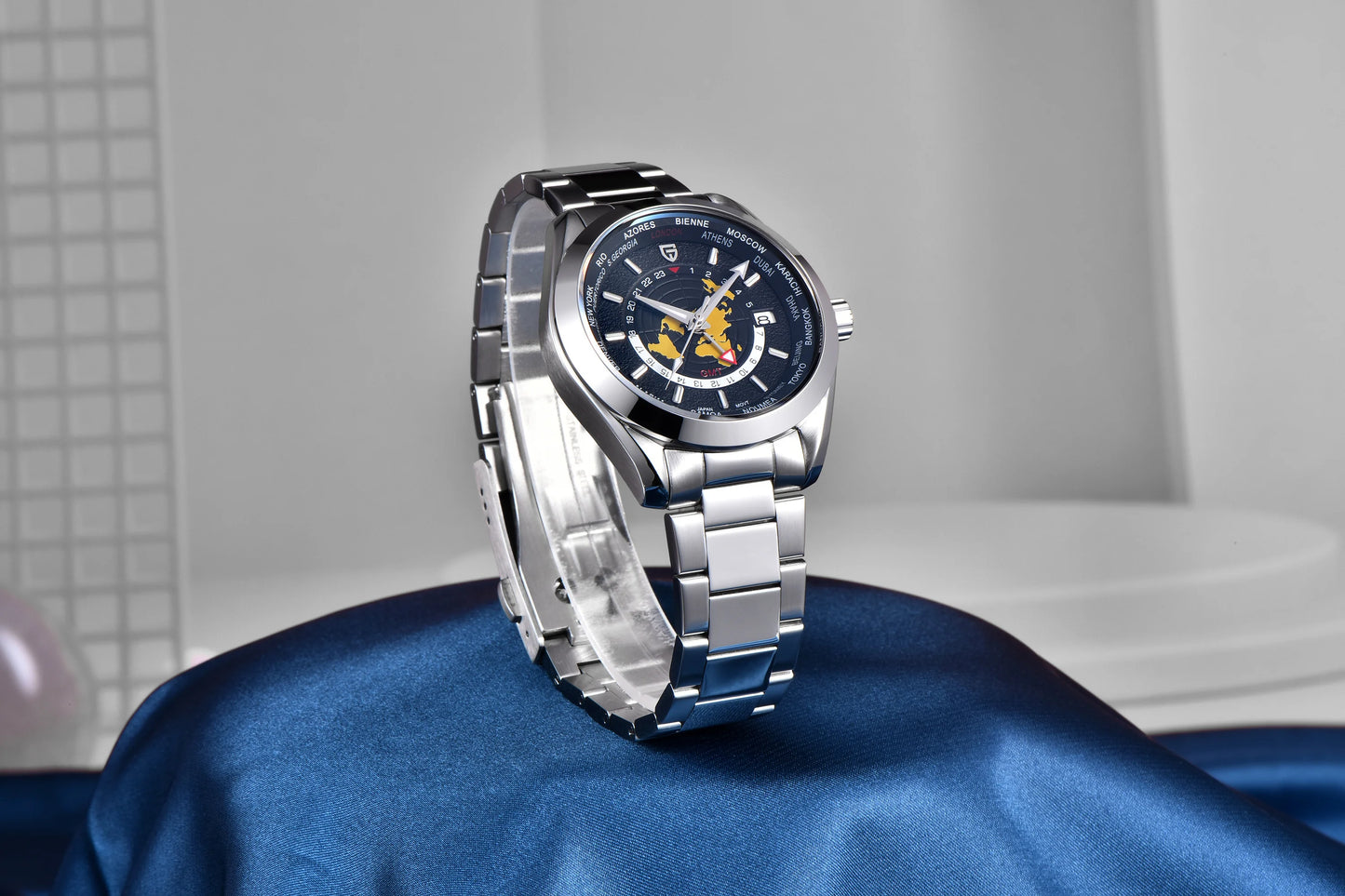 PAGANI DESIGN 2025 New World time GMT Zone Map Men's Watches Automatic Watch For Men NH34A Mechanical Waterproof Wristwatch Men